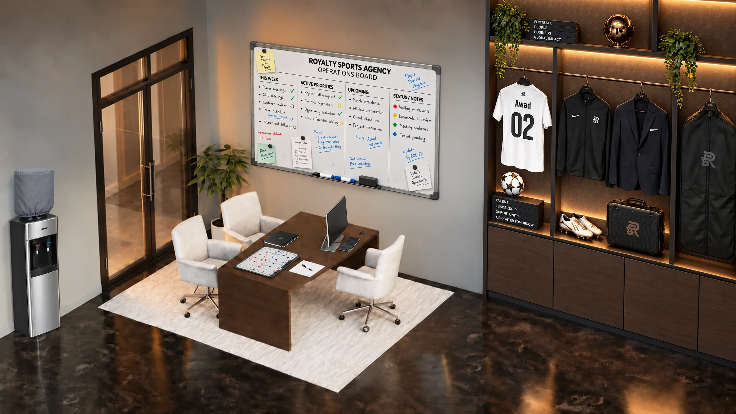 The Royalty Sports Agency room.